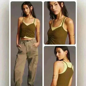 Anthropologie Ruched  Layered Tank size M